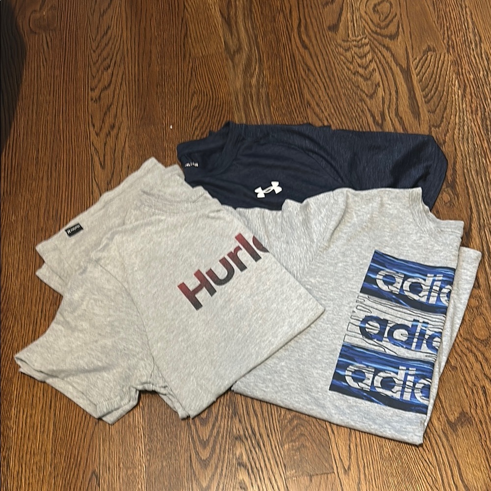 Adidas, Hurley, and Under Armor adidas Gray and Navy Short Sleeve Tees